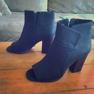 BC Footwear Vegan Leather Peep Toe Ankle Boot